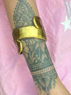 Handcrafted Gold Sculptural Cuff Bracelet — Women's Statement Bangle